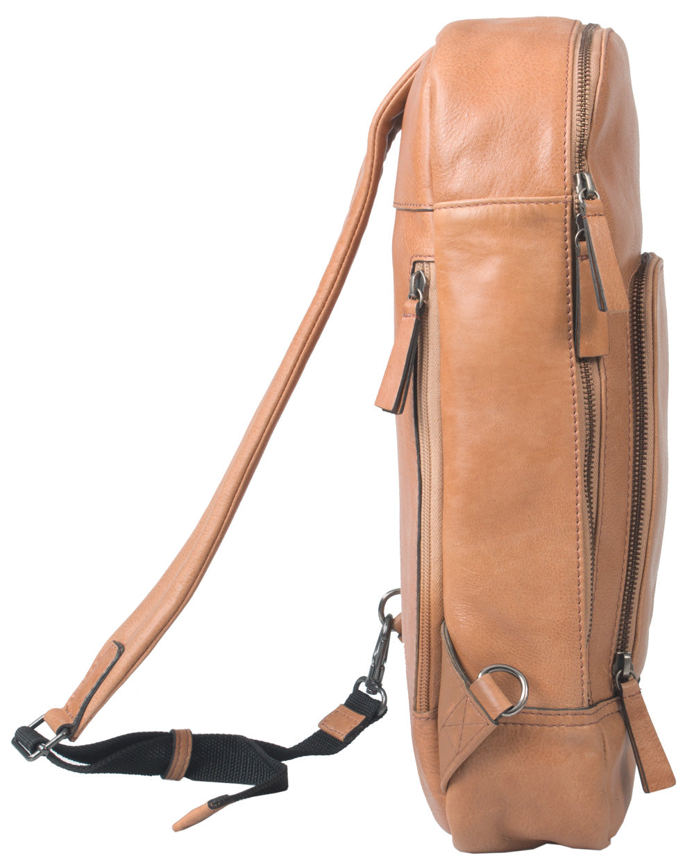HIDEONLINE TAN/ COGNAC REAL LEATHER BACKPACK / SLING BAG