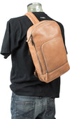 HIDEONLINE TAN/ COGNAC REAL LEATHER BACKPACK / SLING BAG