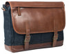 HIDEONLINE LEATHER LAPTOP MESSENGER BAG / MAN BAG IN COGNAC LEATHER AND DENIM