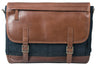 HIDEONLINE LEATHER LAPTOP MESSENGER BAG / MAN BAG IN COGNAC LEATHER AND DENIM