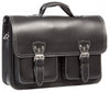 HIDEONLINE RUGGED THICK BLACK LEATHER SATCHEL BAG / TRENDY BRIEFCASE