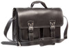 HIDEONLINE RUGGED THICK BLACK LEATHER SATCHEL BAG / TRENDY BRIEFCASE