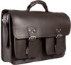 HIDEONLINE RUGGED THICK BROWN LEATHER SATCHEL BAG / TRENDY BRIEFCASE