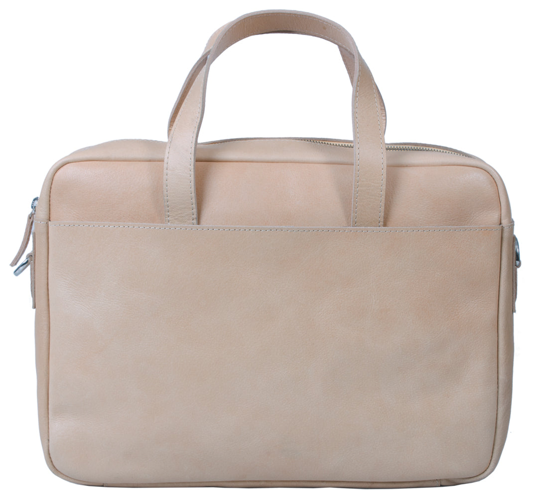 HIDEONLINE LEATHER LAPTOP MESSENGER / SHOULDER BAG IN A NATURAL COLOUR