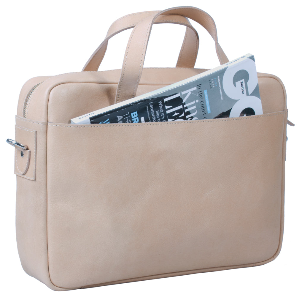 HIDEONLINE LEATHER LAPTOP MESSENGER / SHOULDER BAG IN A NATURAL COLOUR
