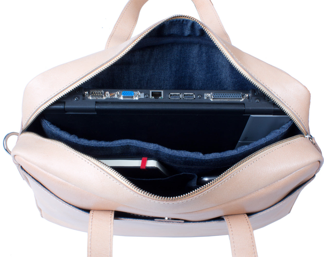 HIDEONLINE LEATHER LAPTOP MESSENGER / SHOULDER BAG IN A NATURAL COLOUR