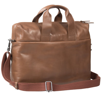 HIDEONLINE TAN LEATHER LAPTOP MESSENGER / MAN BAG