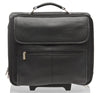 LEATHER TROLLEY CASE / WHEELED BUSINESS BAG IN BLACK