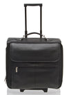 LEATHER TROLLEY CASE / WHEELED BUSINESS BAG IN BLACK