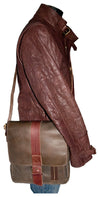 UBERBAG DARK BROWN LEATHER MILITARY SMALL N/S MESSENGER / MAN BAG