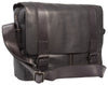 UBERBAG GREY BLACK  LEATHER MILITARY MESSENGER / MAN BAG