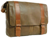 UBERBAG OLIVE BROWN / TAN LEATHER MILITARY MESSENGER / MAN BAG