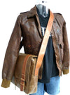 UBERBAG OLIVE BROWN / TAN LEATHER MILITARY MESSENGER / MAN BAG