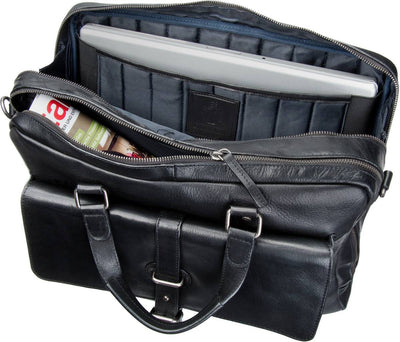 LEONHARD HEYDEN ROMA 5370 BLACK LEATHER ZIPPED BRIEFCASE