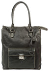 PAGANI BLACK REAL LEATHER SHOPPER/ TOTE BAG