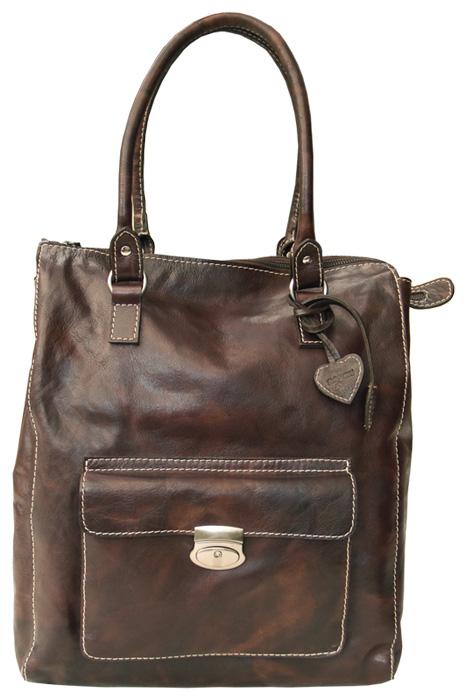 PAGANI DARK BROWN REAL LEATHER SHOPPER/ TOTE BAG