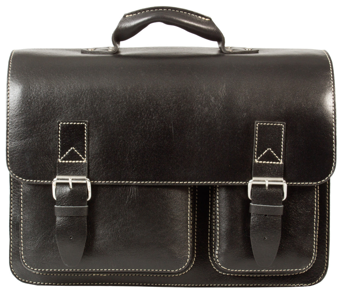 black real leather large satchel bag veg tan leather  4