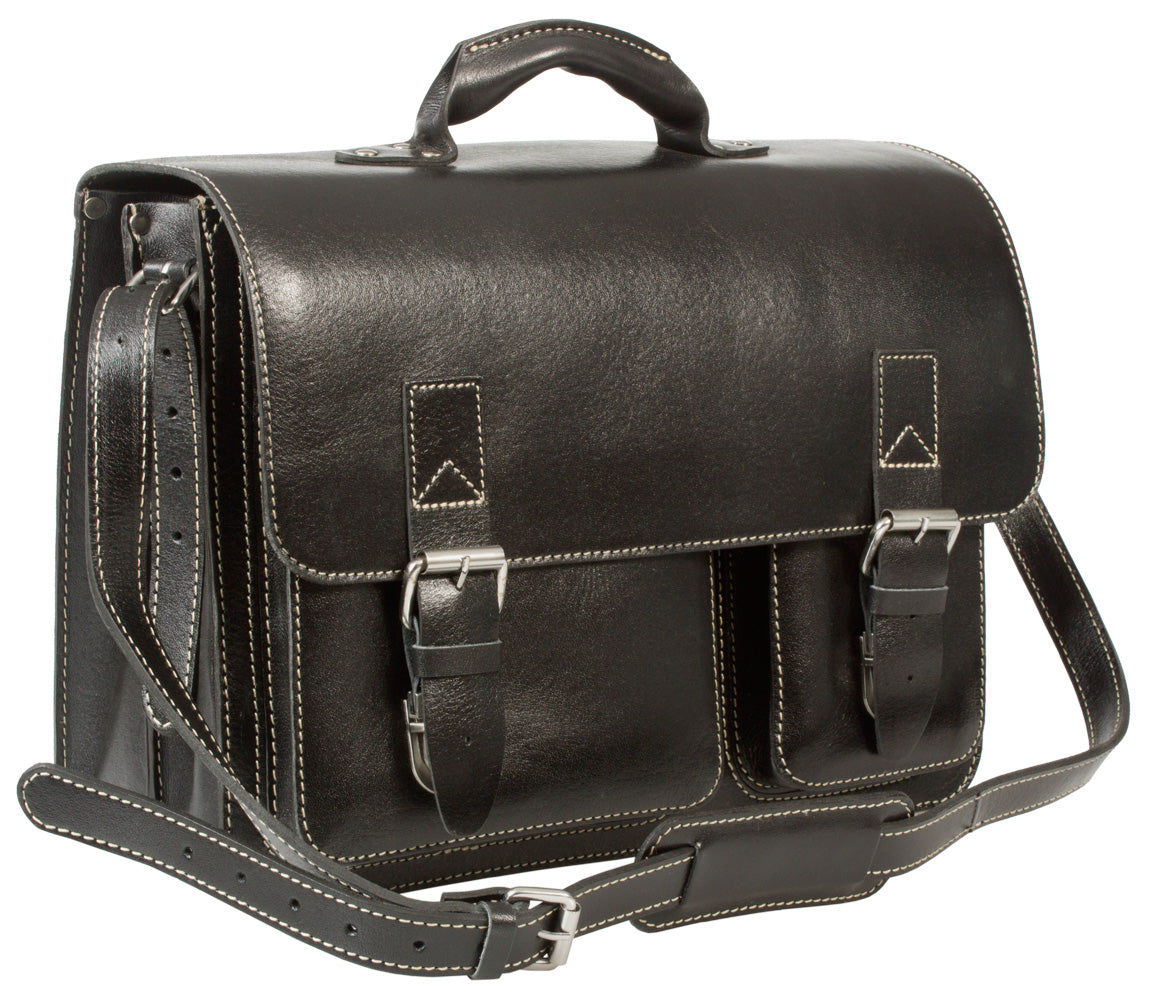 black real leather large satchel bag veg tan leather 1