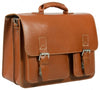 HIDEONLINE RUGGED THICK SADDLE TAN LEATHER SATCHEL BRIEFCASE / LAPTOP BAG