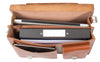 HIDEONLINE RUGGED THICK SADDLE TAN LEATHER SATCHEL BRIEFCASE / LAPTOP BAG