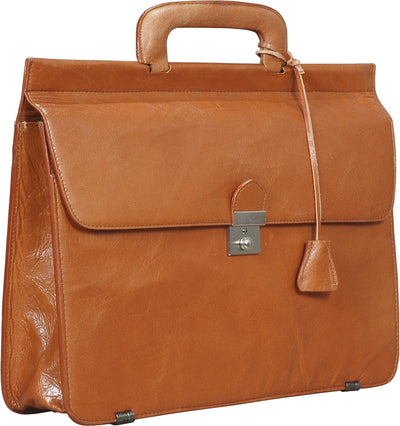 HIDEONLINE MODERN STYLED EXECUTIVE LEATHER TAN BRIEFCASE