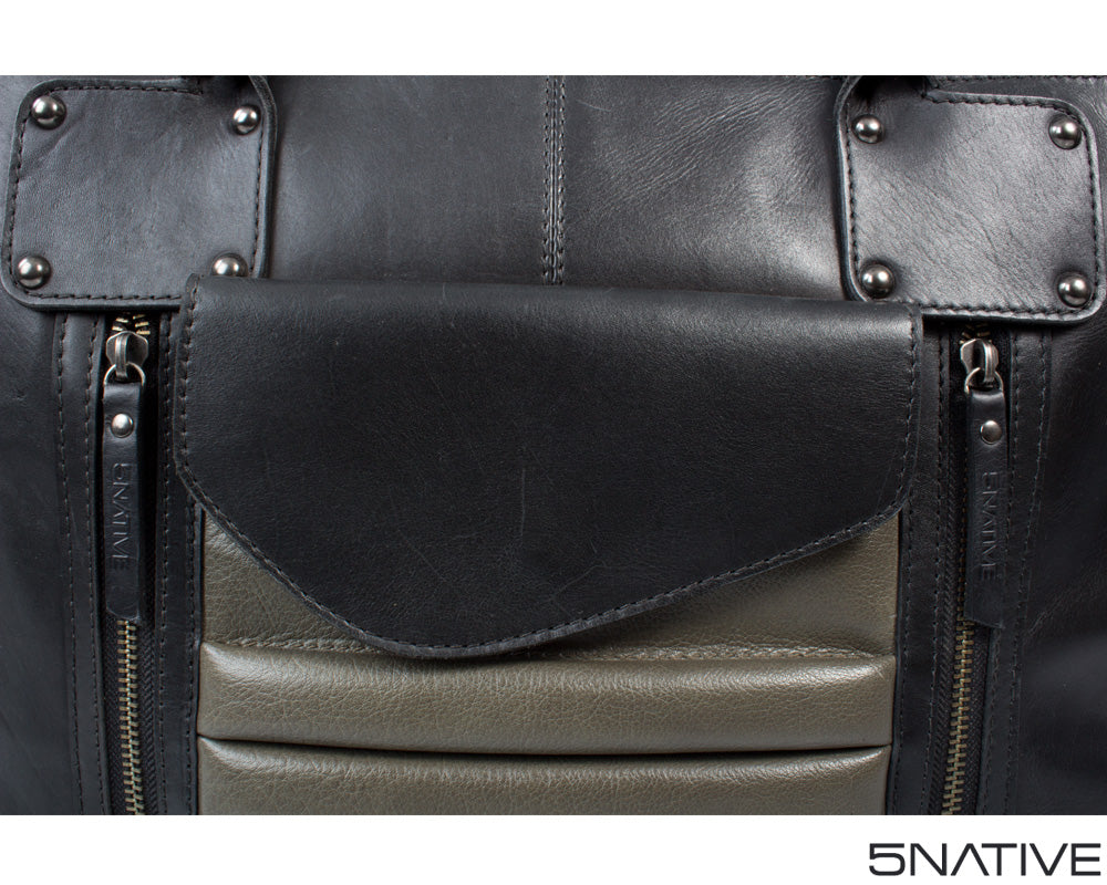 5native black grey olive real leather trendy laptop bag, portfolio bag, business bag  with unique design 5