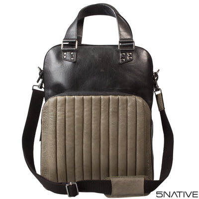 5native black olive real leather trendy laptop bag, mens tote bag, business bag with unique design 4