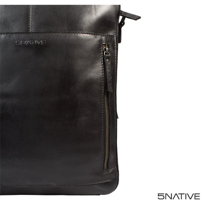 5native black olive real leather trendy laptop bag, mens tote bag, business bag with unique design 3
