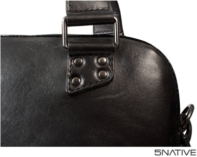 5native black olive real leather trendy laptop bag, mens tote bag, business bag with unique design 7