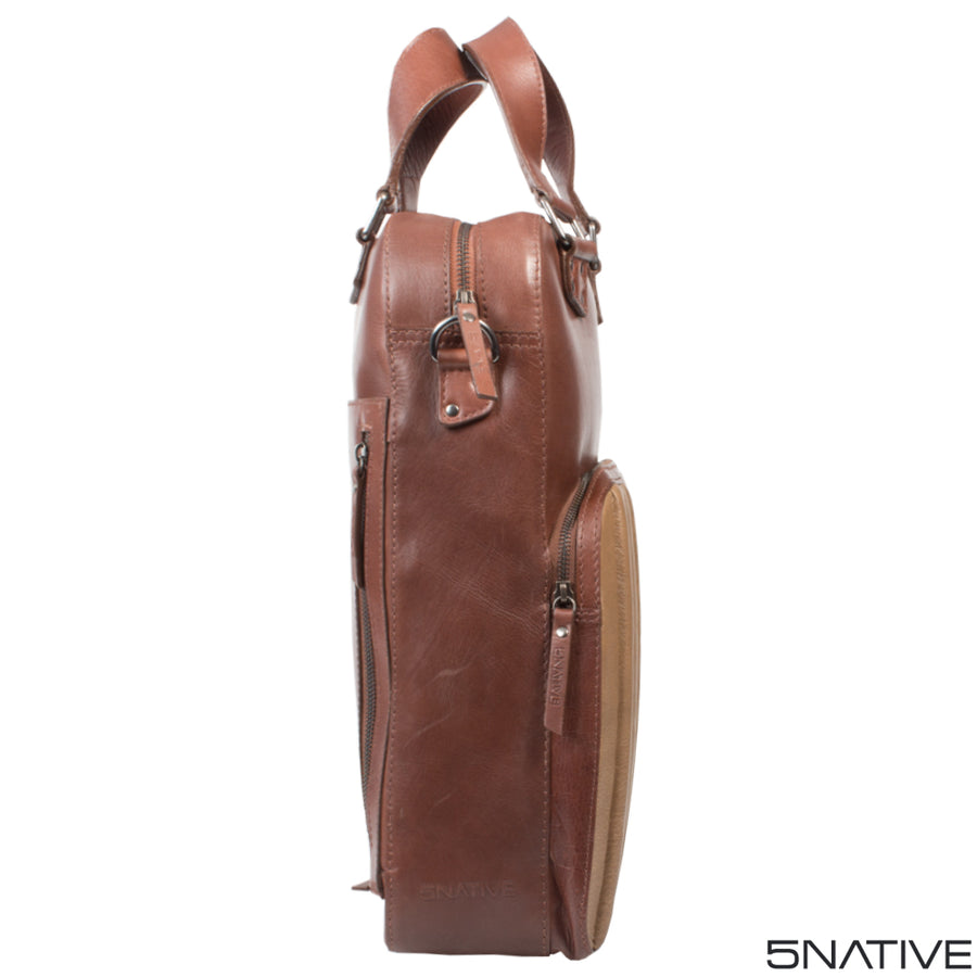 5native brown olive tan real leather trendy laptop bag, mens tote bag, business bag with unique design 1