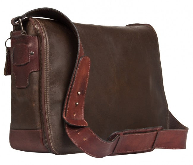 UBERBAG HAVERSACK DARK BROWN LEATHER LARGE MESSENGER BAG