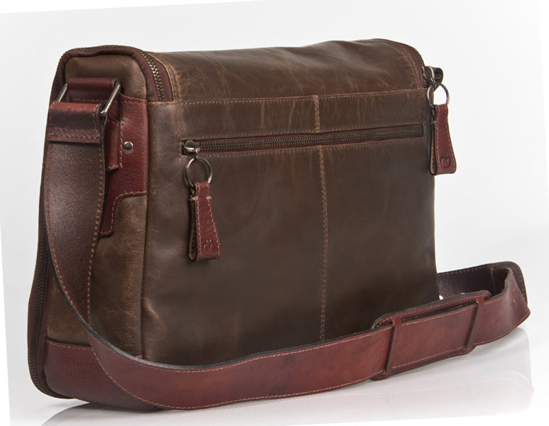 UBERBAG HAVERSACK DARK BROWN LEATHER LARGE MESSENGER BAG