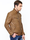 BLACK FRIDAY SALE!! TAN REAL LEATHER MENS BOMBER RACER BIKER STYLE JACKET