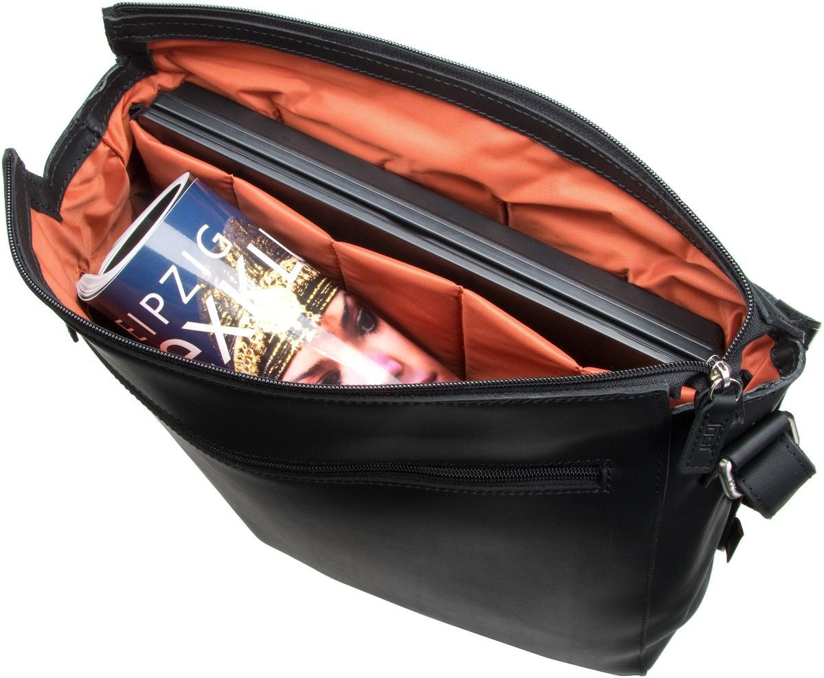 JOST FUTURA 8645 BLACK LEATHER LARGE SHOULDER / MESSENGER BAG 