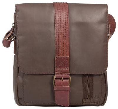 UBERBAG DARK BROWN LEATHER MILITARY SMALL N/S MESSENGER / MAN BAG