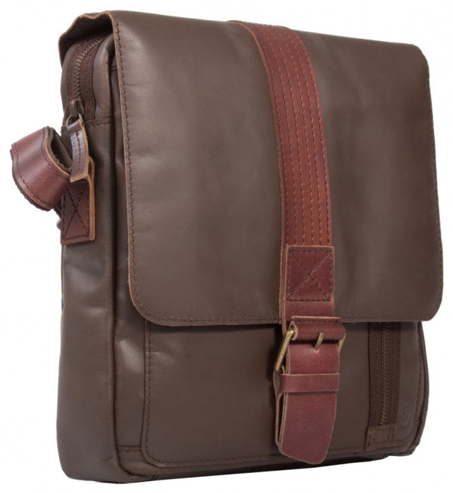 Mens dark brown deals leather messenger bag