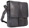 UBERBAG GREY BLACK  LEATHER MILITARY SMALL N/S MESSENGER / MAN BAG