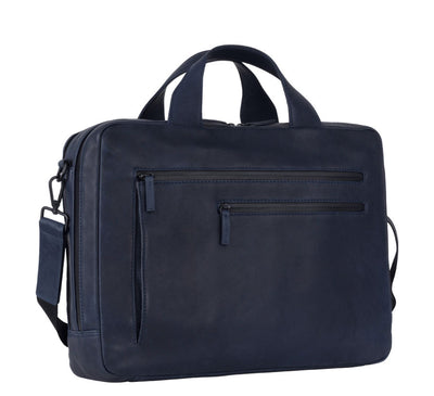 LEONHARD HEYDEN DEN HAAG 6750 BLUE ZIPPED BRIEFCASE 2 COMPARTMENTS