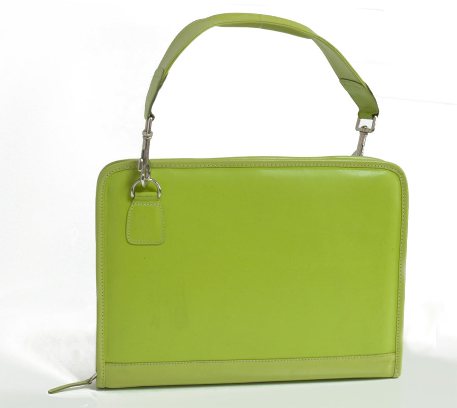 TRENDY GREEN REAL LEATHER FOLDER BAG