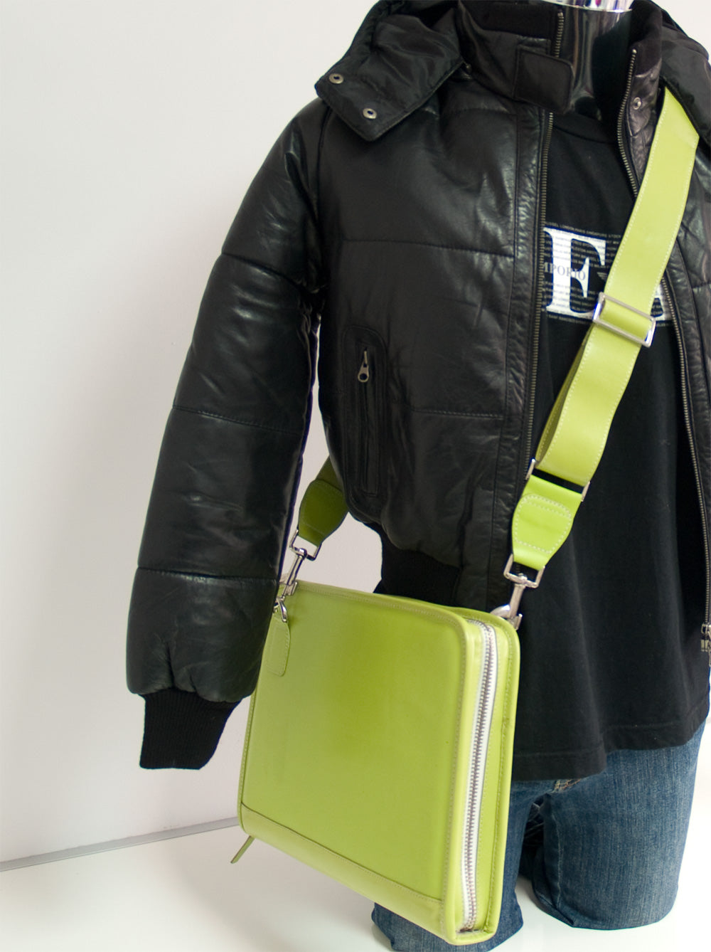 TRENDY GREEN REAL LEATHER FOLDER BAG