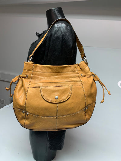 fossil mustard, yellow, tan real leather shoulder bag 1
