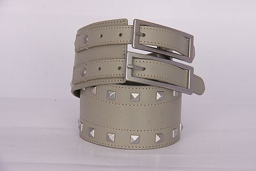 PAGANI REAL LEATHER ASH GREY TRENDY STUDDED LADIES HIGH WAIST BELT