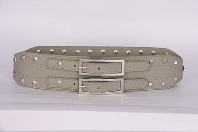 PAGANI REAL LEATHER ASH GREY TRENDY STUDDED LADIES HIGH WAIST BELT