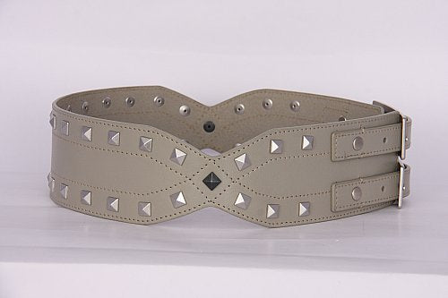 PAGANI REAL LEATHER ASH GREY TRENDY STUDDED LADIES HIGH WAIST BELT