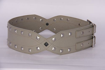 PAGANI REAL LEATHER ASH GREY TRENDY STUDDED LADIES HIGH WAIST BELT