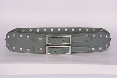 PAGANI REAL LEATHER GREY TRENDY STUDDED LADIES HIGH WAIST BELT
