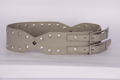 PAGANI REAL LEATHER ASH GREY TRENDY STUDDED LADIES HIGH WAIST BELT