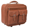 LEATHER TROLLEY CASE / WHEELED LAPTOP BUSINESS BAG IN TAN