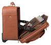 LEATHER TROLLEY CASE / WHEELED LAPTOP BUSINESS BAG IN TAN