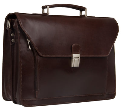 HIDEONLINE BROWN LEATHER LAPTOP BRIEFCASE